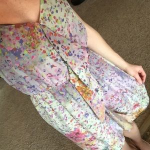 Silk colorful v-neck dress